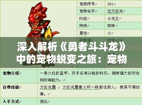 深入解析《勇者斗斗龙》中的宠物蜕变之旅：宠物形象变化全览